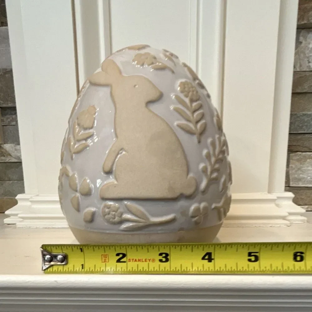 Ceramic Rabbit Figurine Easter Seasonal Decor Glossy Medium Freestanding